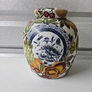 Oriental Accent  GingervJar with Lid Decorative Fruit Design Made in‎ China